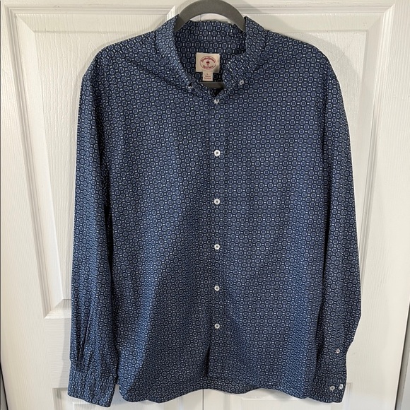 Brooks Brothers Blue Geometric Casual Shirt - Picture 1 of 7